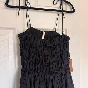 Earth Black Smocked Midi Dress